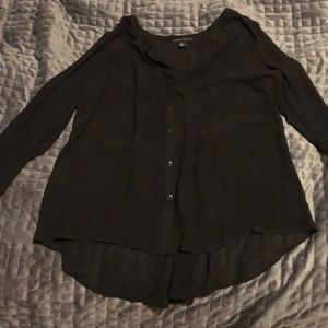Sheer black long sleeved button down blouse